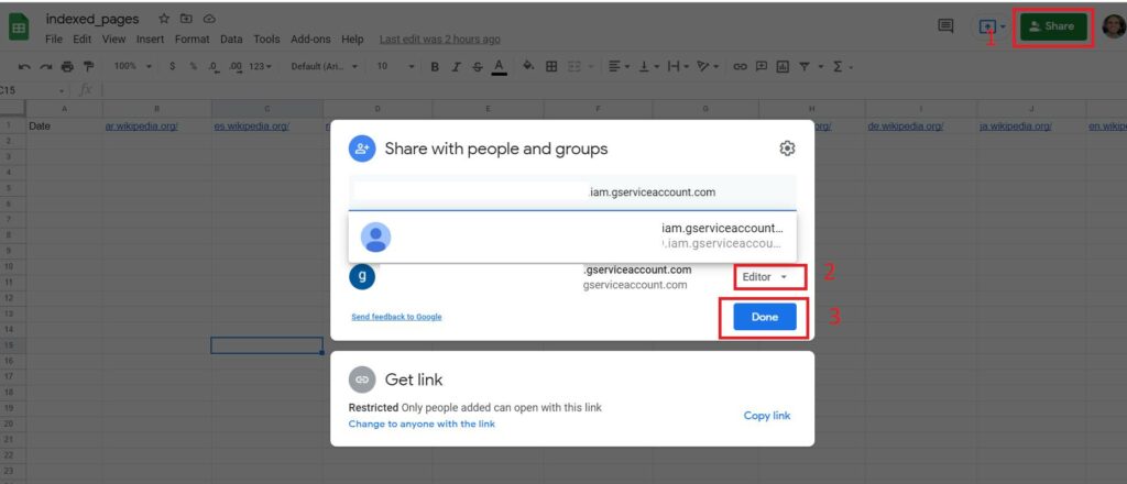 Google Sheets Grant Access