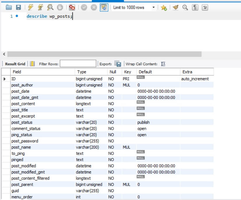 Wordpress wp_posts table