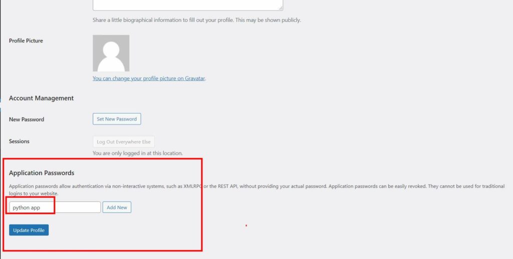 WordPress Application Password