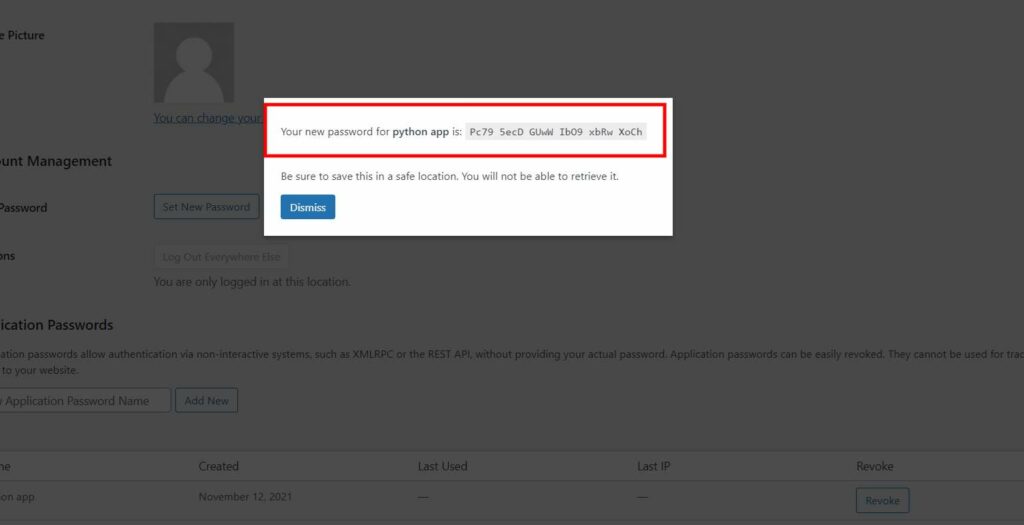 WordPress Application Password