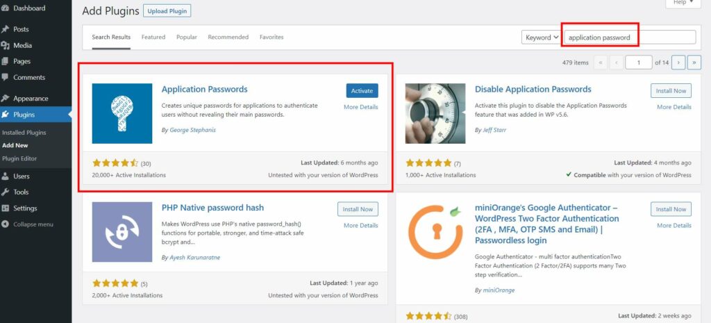 WordPress Application Password